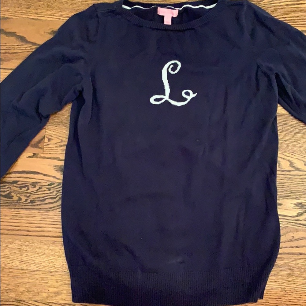 Lilly Pulitzer navy blue sweater size large.